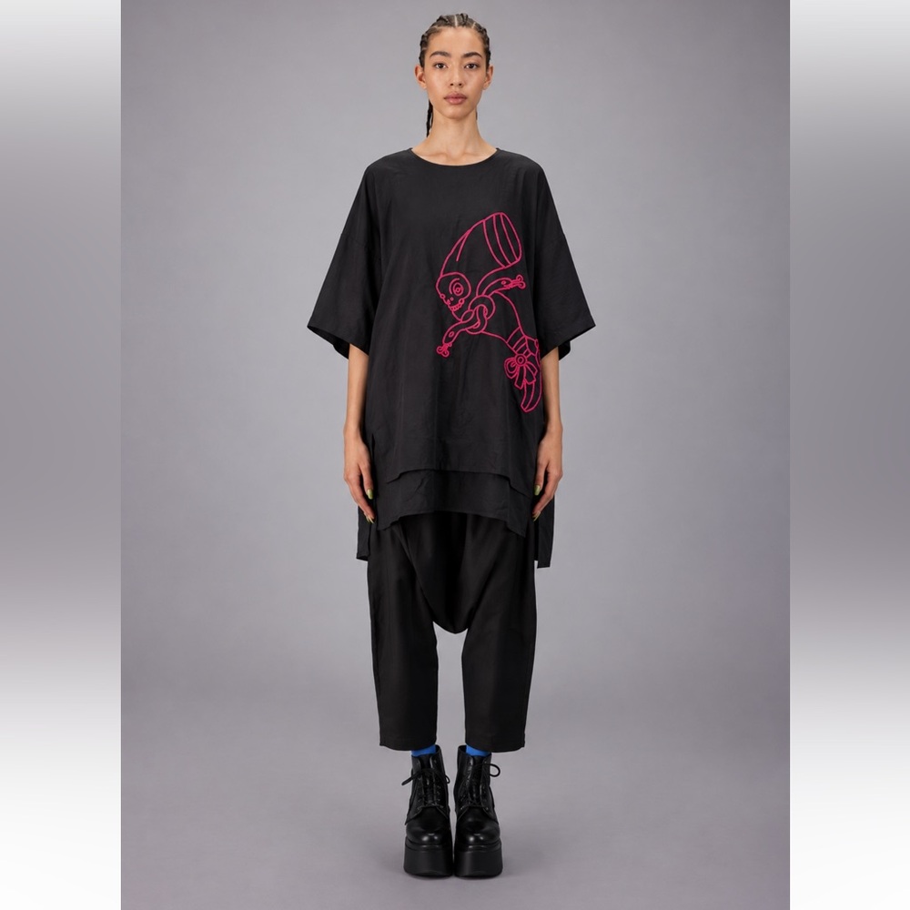 ✨CARLA FERNANDEZ✨ Leg Silk Embroidered Tunic Dress One Size